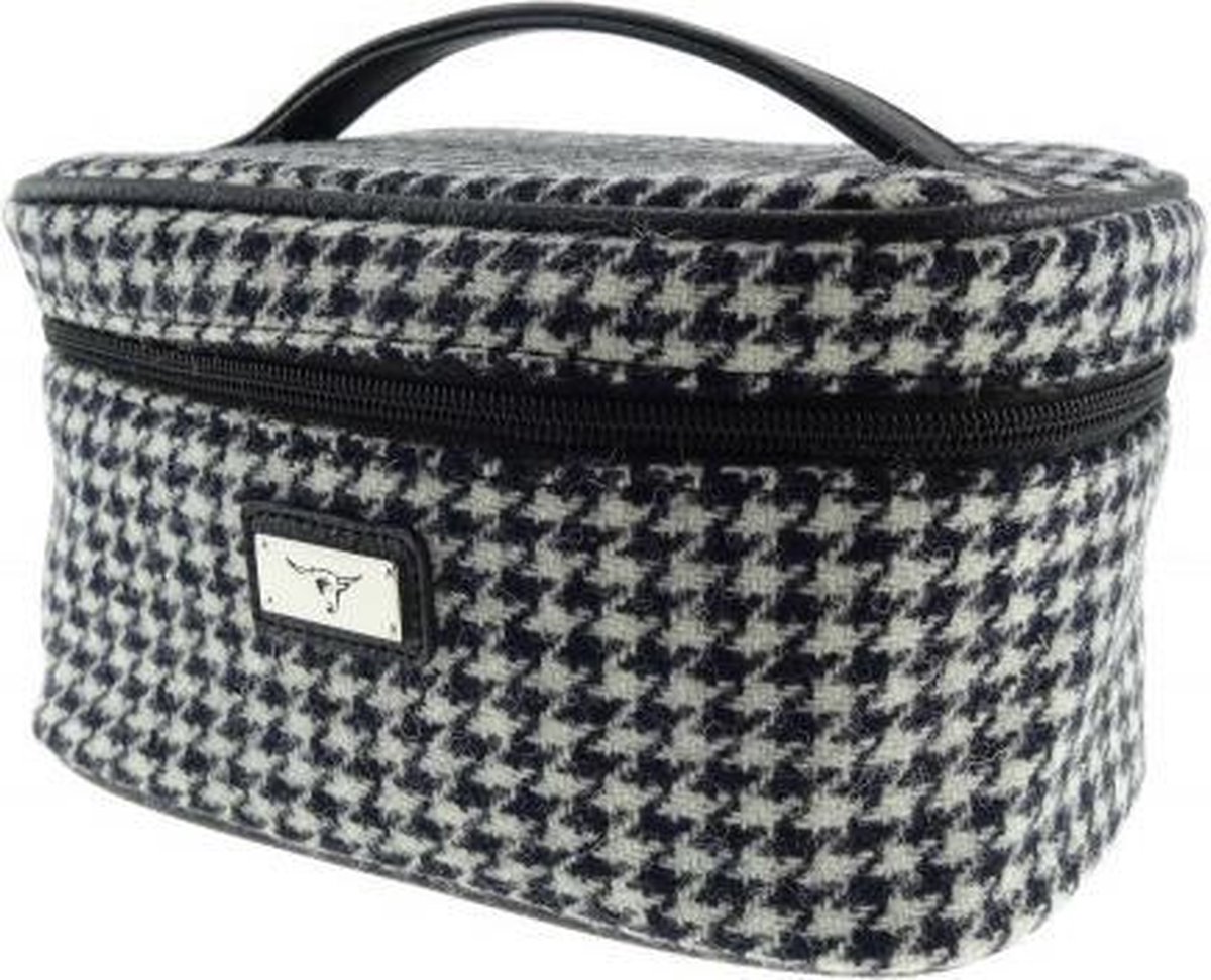 Toilettas Zwart Wit (Houndstooth)- Harris Tweed - Glen Appin of Scotland
