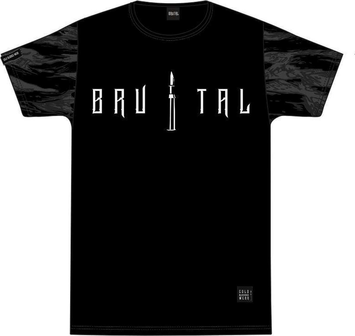 BRUTAL® T Shirt Heren Zwart Camouflage Kogel - Ronde Hals - Korte Mouw - Met Print - Met Opdruk - Maat XL