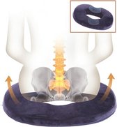 TDR - Orthopedisch Kussen van Traagschuim - Ringkussen - Donut Zitkussen - Ergonomisch - Verlicht Druk op Stuitje - Stoel | Rolstoel | Autostoel | Zwangerschap - Afneem en Wasbare