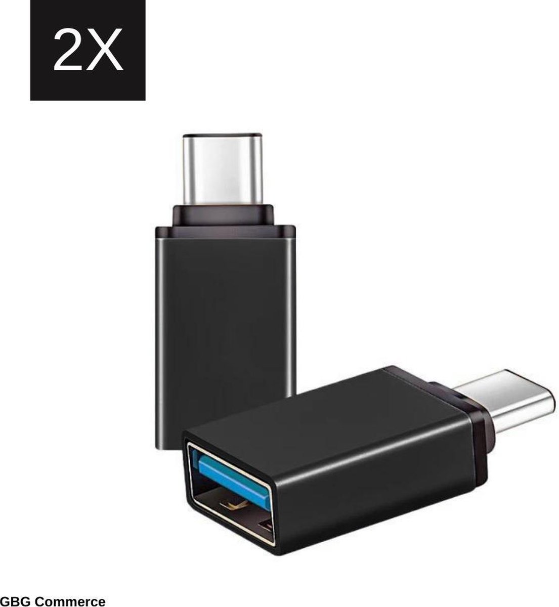USB-C naar USB-A On-The-Go Adapter/Converter - Set van 2 - Zwart - GBG Goods