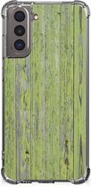 Telefoonhoesje met foto Samsung Galaxy S21 GSM Hoesje met doorzichtige rand Green Wood