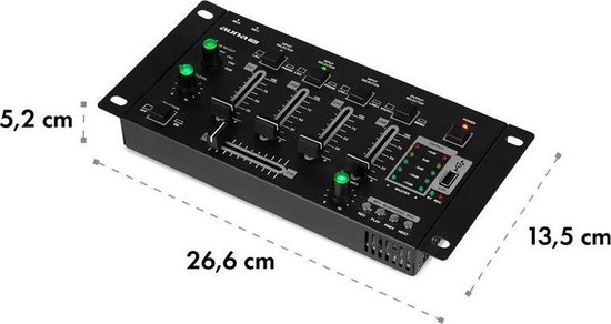 Amnesia 4-kanaals mixer mengpaneel BT USB MP3 2xmicro zwart - Auna Pro