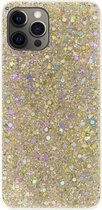 ADEL Premium Siliconen Back Cover Softcase Hoesje Geschikt voor iPhone 12 (Pro) - Bling Bling Glitter Goud