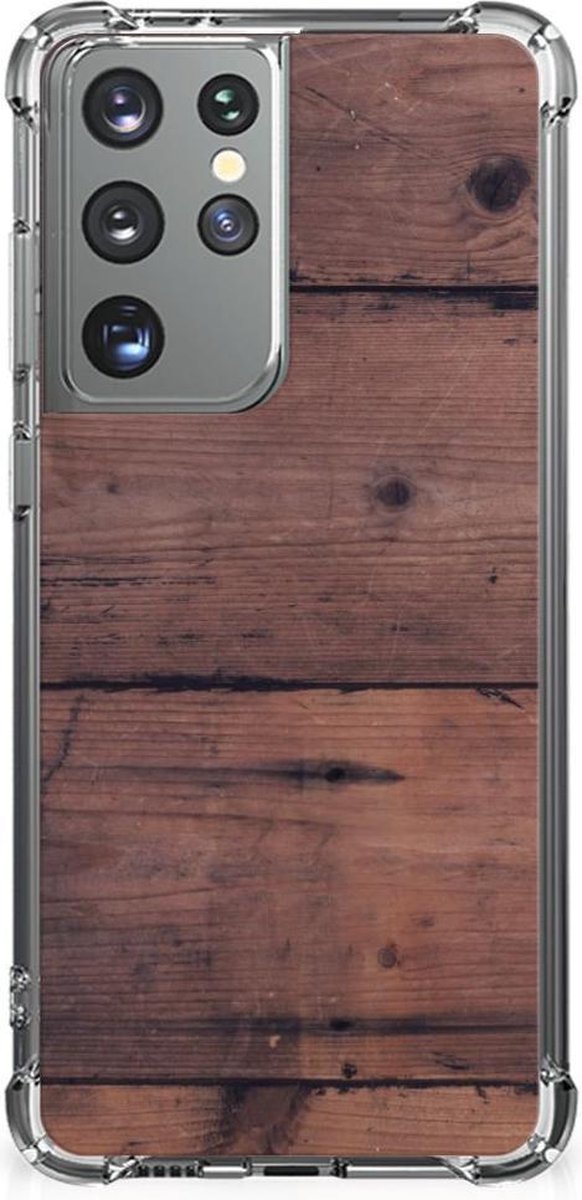 Samsung Galaxy S21 Ultra Stevig Telefoonhoesje Old Wood