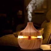 Aroma Diffuser 300ML+ Oogmasker , Diffuser Aromatherapie + Luchtbevochtiger Met Led + Oogmasker - Lichtbruin - Luchtbehandeling - Aroma Humidifier - Color Changing LED - USB - Medi