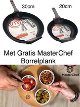 MasterChef Koekenpannen - Set van 2 - 30cm & 20cm + Gratis MasterChef Borrelplank