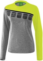 Erima Teamline 5-C Longsleeve Dames Grijs Melange-Lime Pop-Zwart Maat 42