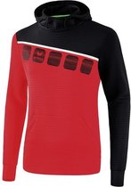 Erima Teamline 5-C Sweatshirt met Capuchon Kind Rood-Zwart-Wit Maat 152