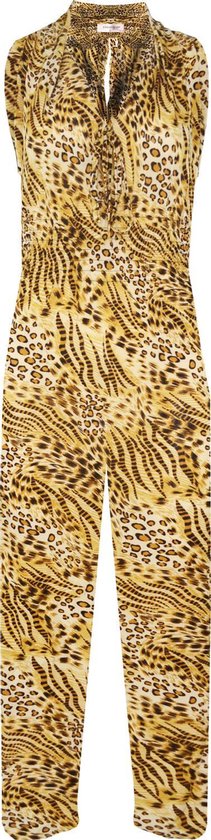 Dames jumpsuit panterprint bruin one size | bol.com