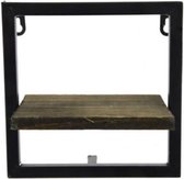 Wandplank Metaal Hout Zwart | Muurdecoratie| Wanddecoratie | 25x12x25cm