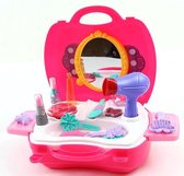 Make up koffer -  Speelgoed Meisje - Beauty tafel - speelgoed Fohn- speelgoed lippenstift- speelgoed Make up- Make up tafel speelgoed- beauty koffer- meisjes- Kinder make up meisje - 21 delig