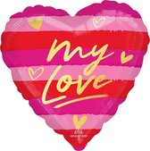 Amscan Folieballon Hart Junior 45 Cm Roze/rood