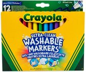 Crayola - Ultra-Clean Washable - 12 Afwasbare viltstiften - Brede lijn
