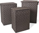 Set van 3 Wasmanden – Was- en Opbergmanden  –  62/43/32 Liter – Koffie Bruin – Opbergen – Wassen – Wasmand – Opbergmand