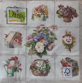 Daisy Servetten - Chessboard with Garden Flowers - 33 x 33