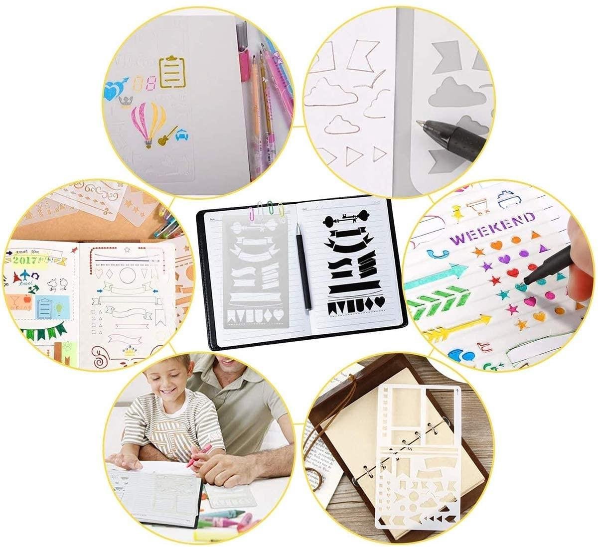 Bullet Journal Stencil Set - Sjablonen - Hobby Creatief Volwassenen - Handlettering - Scrapbook - Accesoires - Stiften - Karton — afbeelding 2