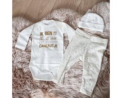MM Baby cadeau geboorte meisje jongen set met tekst aanstaande zwanger kledingset pasgeboren unisex Bodysuit |  babykleding Huispakje | Kraamkado | Gift Set babyset kraamcadeau pakje babygeschenk kraampakket aankondiging bekendmaking zwangerschap
