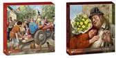 Marius van Dokkum. Set van 2 kaartenmapjes met dubbele wenskaarten True love - Tuinfeest ( totaal 16 kaarten)