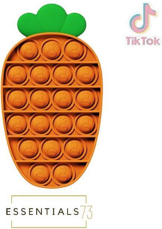 ESSENTIALS73 POP IT® Fidget Pop it Toy - Wortel - Carrot - Oranje - Tiktok