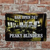 Wandbord - Bar peaky blinder - Vintage Retro - Mancave - Wand Decoratie - Emaille - Reclame Bord - Tekst - Grappig - Metalen bord - Schuur - Mannen Cadeau - Bar - Café - Kamer - Ti