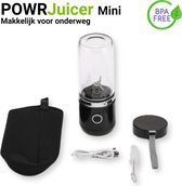 POWRJuicer Mini - Draagbare Blender to Go  - Smoothies en Shakes ► Incl. Bescherm hoes & borsteltje - Zwart ◄