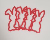 Pasen - paashangers - 4 hangers - paastakken - paasboom - versiering - decoratie – rood - paashaas