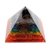 Orgonite Piramide 7 Chakra – Ruwe Zwarte Toermalijn (90 mm)