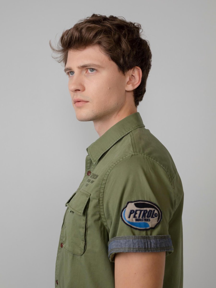 ROCK-IT Apparel Heren Shirt met korte mouwen [Maten S-5XL] - 100% Katoen - met epaulet - Militaire Look - Comfortabel casual overhemd Bruin S