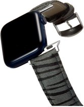 Geschikt voor Apple Watch bandje 42 / 44 / 45 mm - Series 1 2 3 4 5 6 7 SE - Smartwatch iWatch horloge band - 42mm 44mm 45mm - Fungus - PU Leer - Grijs - Print