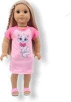 Poppenkleding pyjama "Kitty" - Baby Born kleertjes o.a. - Poppenkleertjes 43cm - Roze pyjama jurkje