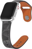 Geschikt voor Apple Watch bandje 38 / 40 / 41 mm - Series 1 2 3 4 5 6 7 SE - Smartwatch iWatch horloge band - 38mm 40mm 41mm - Fungus - PU Leer - Grijs - Army