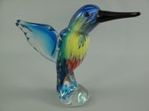 Glazen beeldje - Blauwe Vogel - Murano Stijl - 20 cm hoog