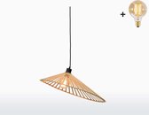 Hanglamp - BROMO - Bamboe - Asymmetrisch - Large (60x13cm) - Met LED-lamp
