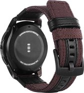 Smartwatch bandje - Geschikt voor Samsung Galaxy Watch 3 45mm, Gear S3, Huawei Watch GT 2 46mm, Garmin Vivoactive 4, 22mm horlogebandje - Nylon stof - Fungus - Zwart Koffie Bruin