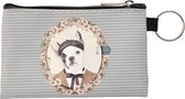 Melady Portemonnee 12x8 cm Grijs Beige Kunststof Rechthoek Hond Beurs Geldbeurs Geldbuidel
