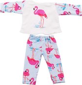 Dolldreams Poppenkleding - Pyjama met Flamingo's - Past op poppen tot 43CM, geschikt voor baby born