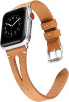 Geschikt voor Apple Watch bandje 38 / 40 / 41 mm - Series 1 2 3 4 5 6 7 8 SE - Smartwatch iWatch horloge band - 38mm 40mm 41mm - Fungus - PU Leer - Bruin - Split
