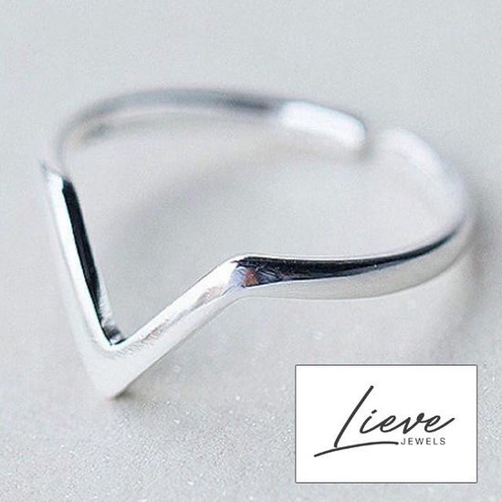 Zilveren Ring (925 Sterling) - Geometrisch Golf - Verstelbaar - Dames - Lieve Jewels - Lieve Jewels