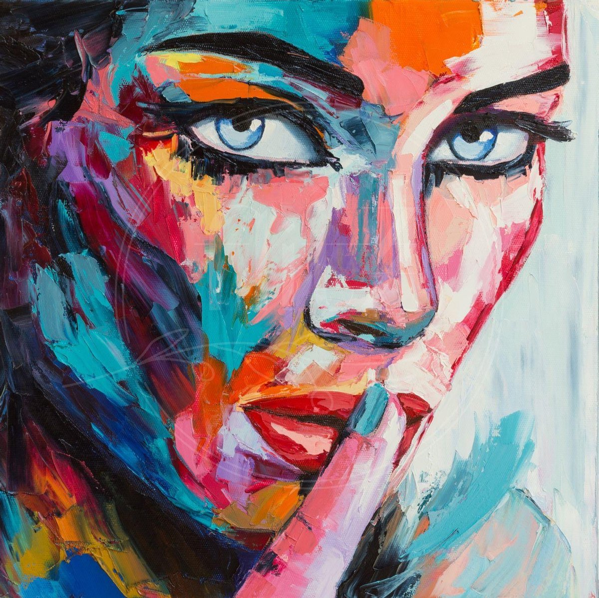 100% Nederlandse Productie! │ Flitzz Diamond Painting │ Aquarel Abstracte Vrouw │ Formaat 60 x 60 cm │ Diamond Painting Pakket Volwassen │ Volledige bedekking │ Vierkant │ Full │ 85 kleuren