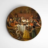 Muurcirkel het vrolijke huisgezin | Trendy classic | Oude meester - 40x40cm, Dibond