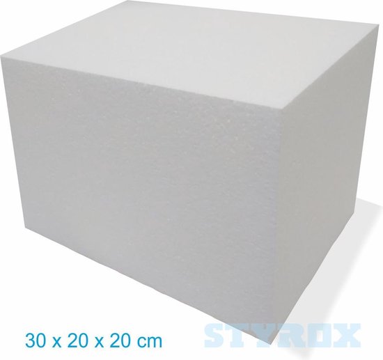 Piepschuim blok - Rechthoek - 30 x 20 x 20 cm - hobby- taart dummy -  taartdummy Isomo... | bol.com