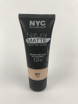 NYC Natural Matte Foundation 12HR Crème Foundation Teint Gezichtsmake-up 30ml - 001 Ivory