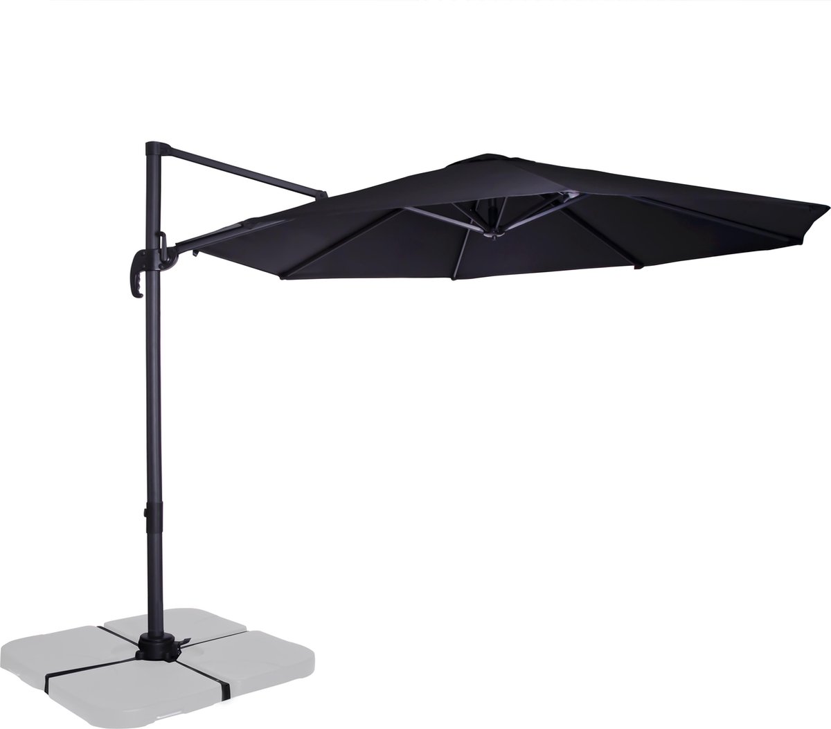 VONROC Zweefparasol Bardolino - Ø300cm - Antraciet/Zwart - Draai- en kantelbaar – Incl. beschermhoes