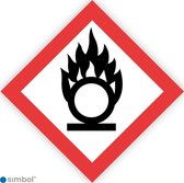 Simbol - Sticker GHS03 Oxiderend - Oxidizing - Duurzame Kwaliteit - Formaat 30 x 30 cm.