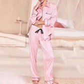 MKL - Dames Pyjama set van broek/pantalon, shot, topje, haarband, tasje, ooglapje en blouse lange mouw zoete en zacht -  zijden rayon - Voor kinderen, meisjes, dames en volwassenen - Kleur ro