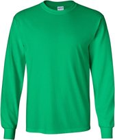 Gildan Heren Effen Bemanningsleden Hals Ultra Katoen Lange Mouw T-Shirt (Iers Groen)