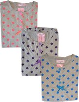 Dames pyjama korte mouwen met driekwart broek roze/grijs L