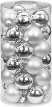 60x stuks kleine glazen kerstballen zilver mix 4 cm - Kerstboomversiering/kerstversiering