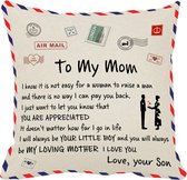 TDR - Sierkussensloop - 45x45 cm  - leuk als cadeau voor zoon naar moeder -  leuk voor moederdag - "To my mom"