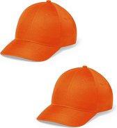 2x stuks oranje 6-panel baseballcap voor volwassenen. Oranje/holland thema petjes. Koningsdag of Nederland fans supporters